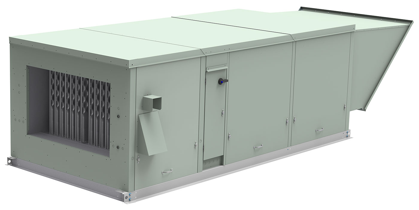 Make-Up Air Unit (MAU) providing tempered fresh air and proper building pressurization for commercial facilities.